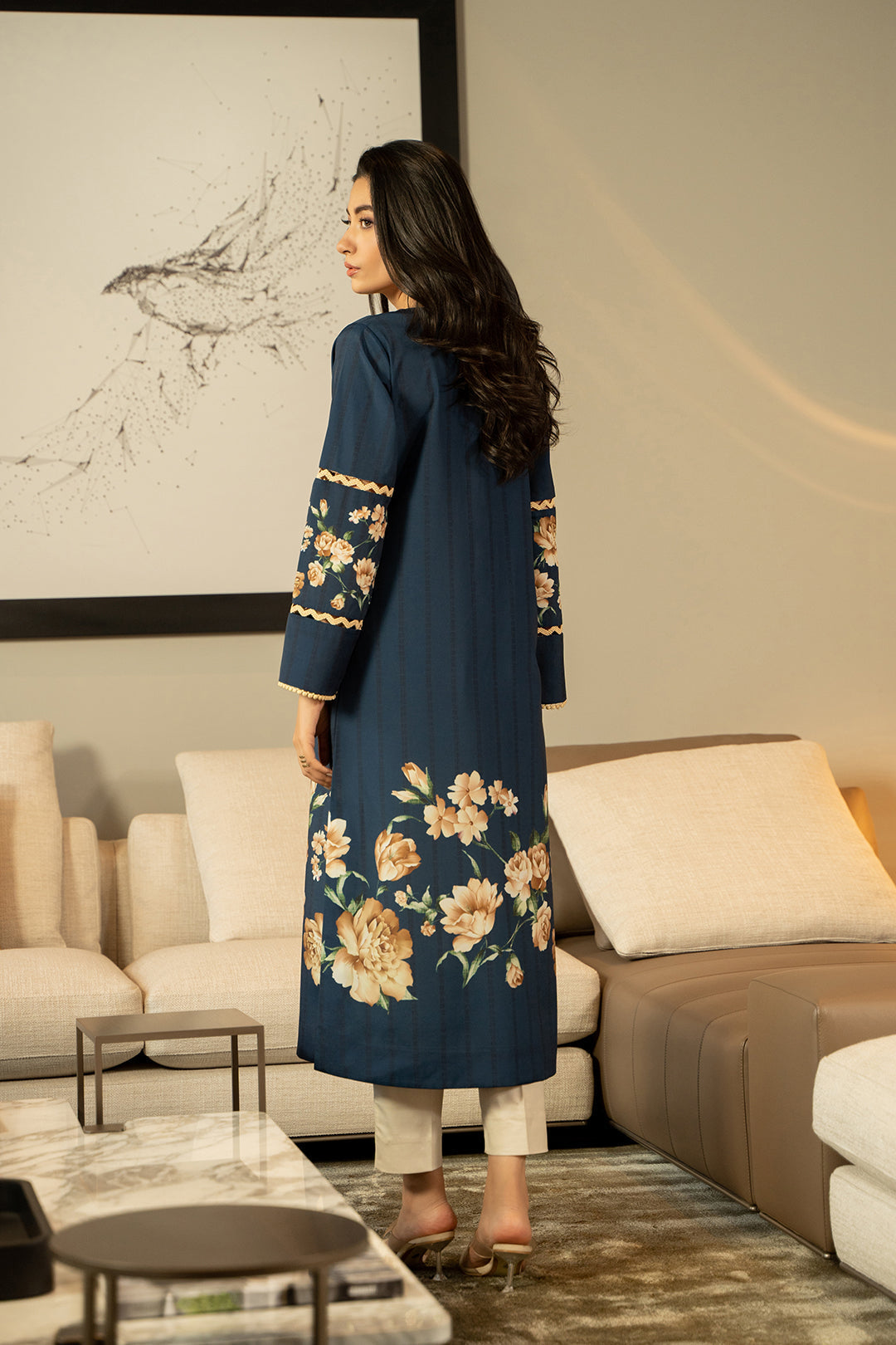 Noura Printed Moss Crepe Suit Set for Women 963