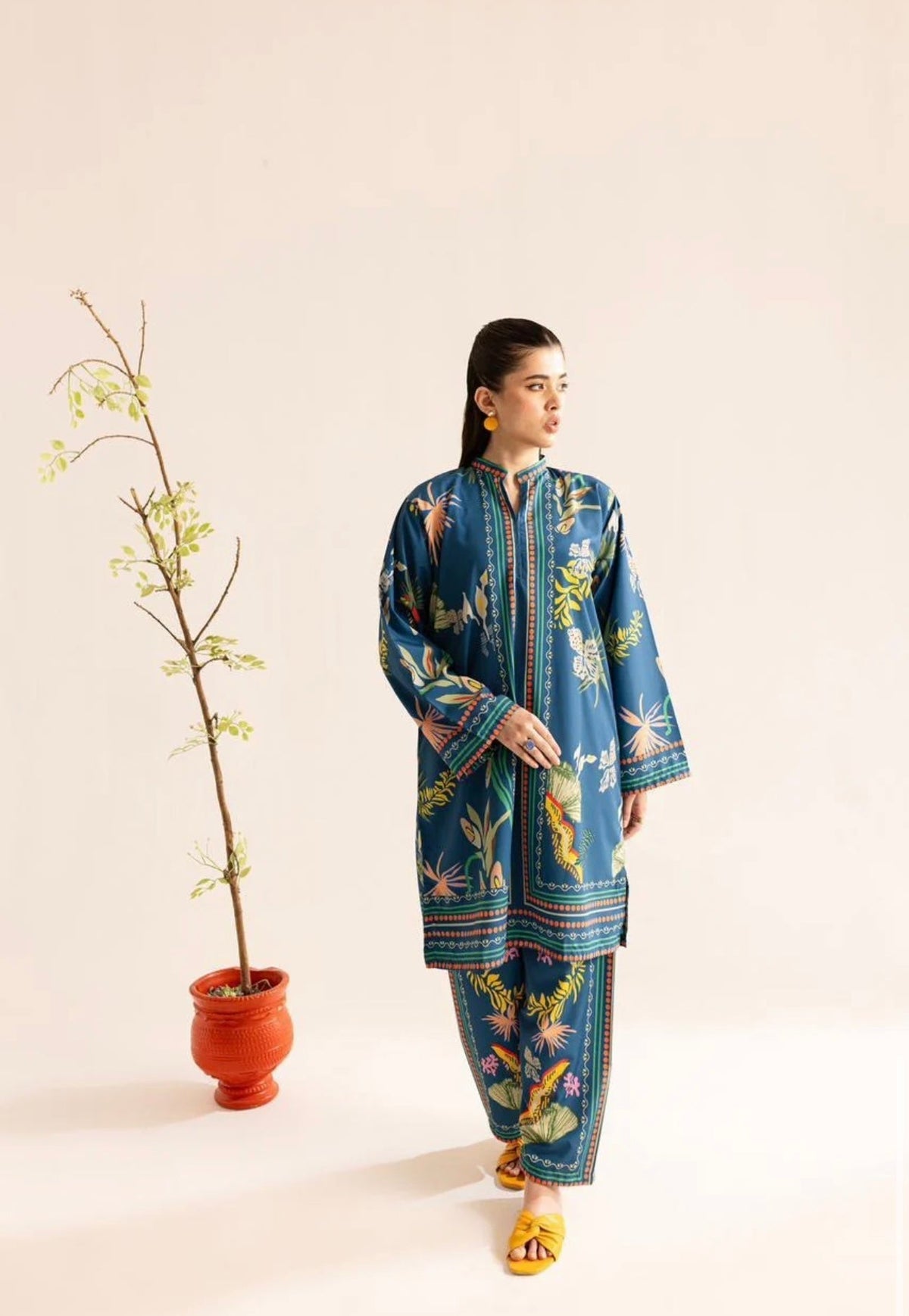 Noura Blue Printed Co-Ord Set for Women 907