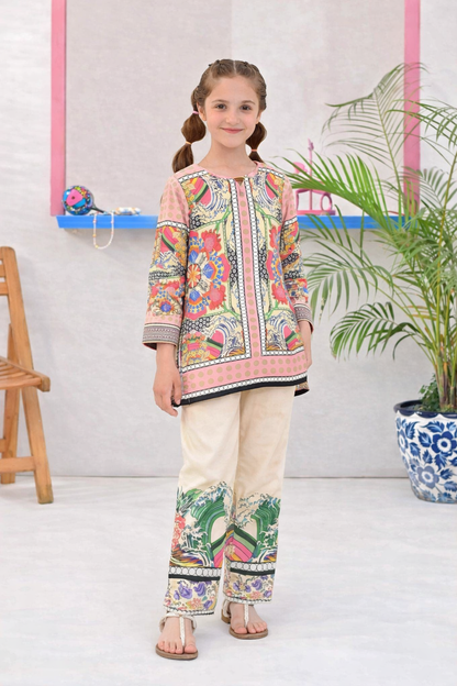 Noura Multicolor Printed Co-Ord Suit for kids Summer Wear 902