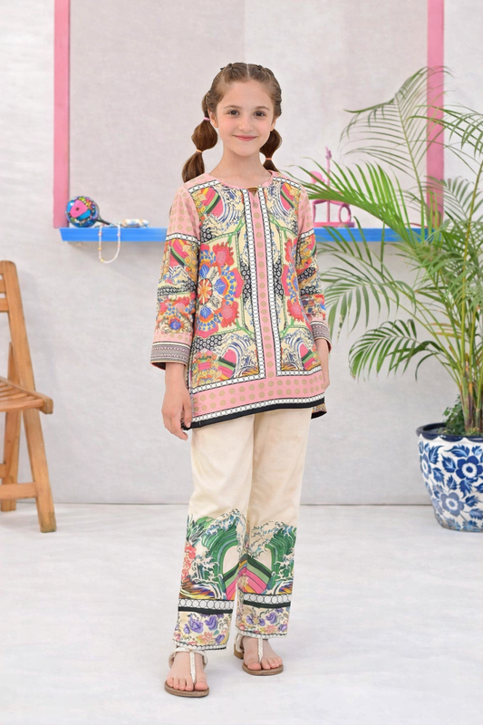 Noura Multicolor Printed Co-Ord Suit for kids Summer Wear 902