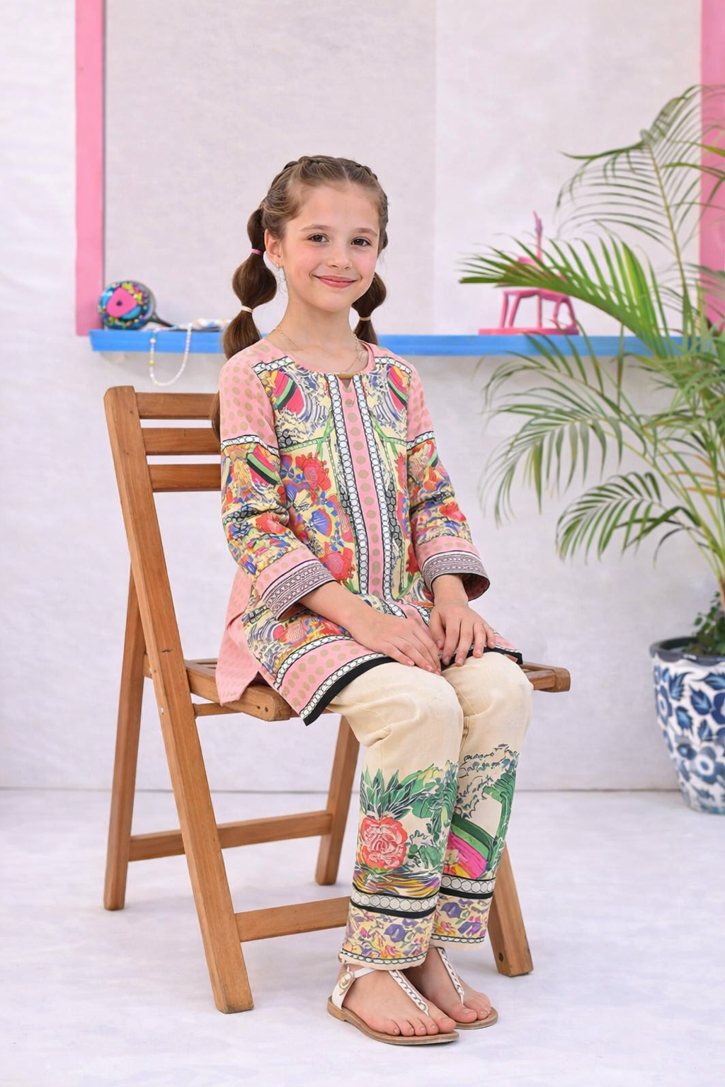 Noura Multicolor Printed Co-Ord Suit for kids Summer Wear 902