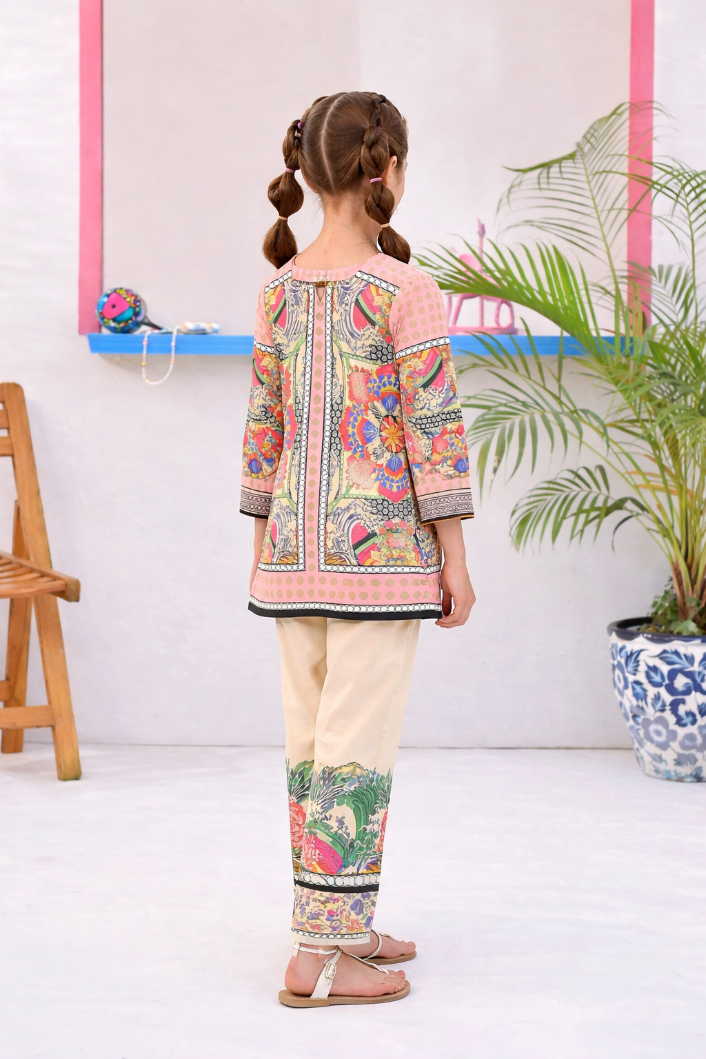 Noura Multicolor Printed Co-Ord Suit for kids Summer Wear 902