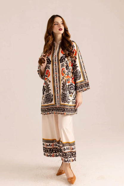 Noura Trendy Beige & Black Butter Co-Ord Set - 902