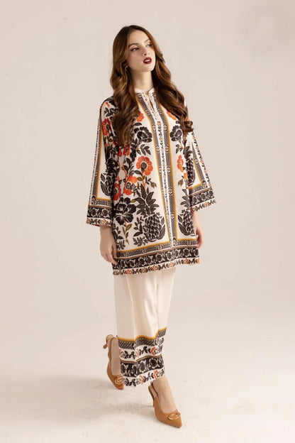 Noura Trendy Beige & Black Butter Co-Ord Set - 902