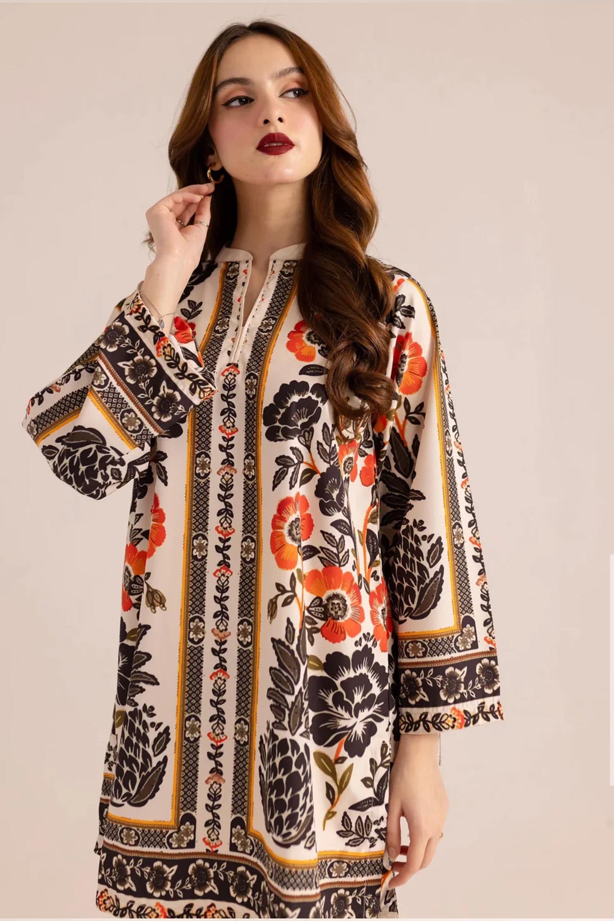 Noura Trendy Beige & Black Butter Co-Ord Set - 902