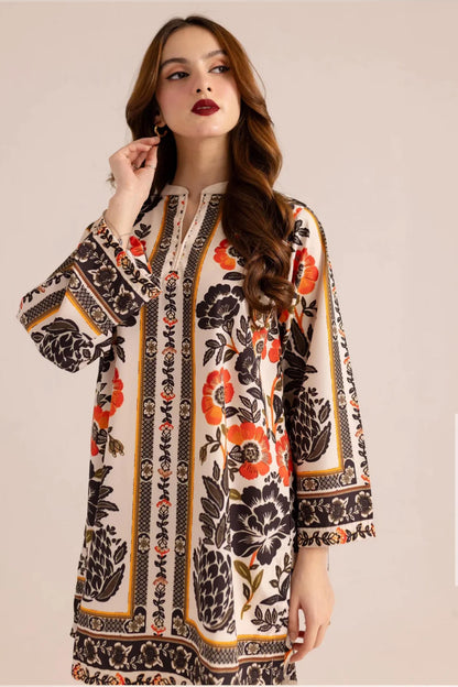 Noura Trendy Beige & Black Butter Co-Ord Set - 902