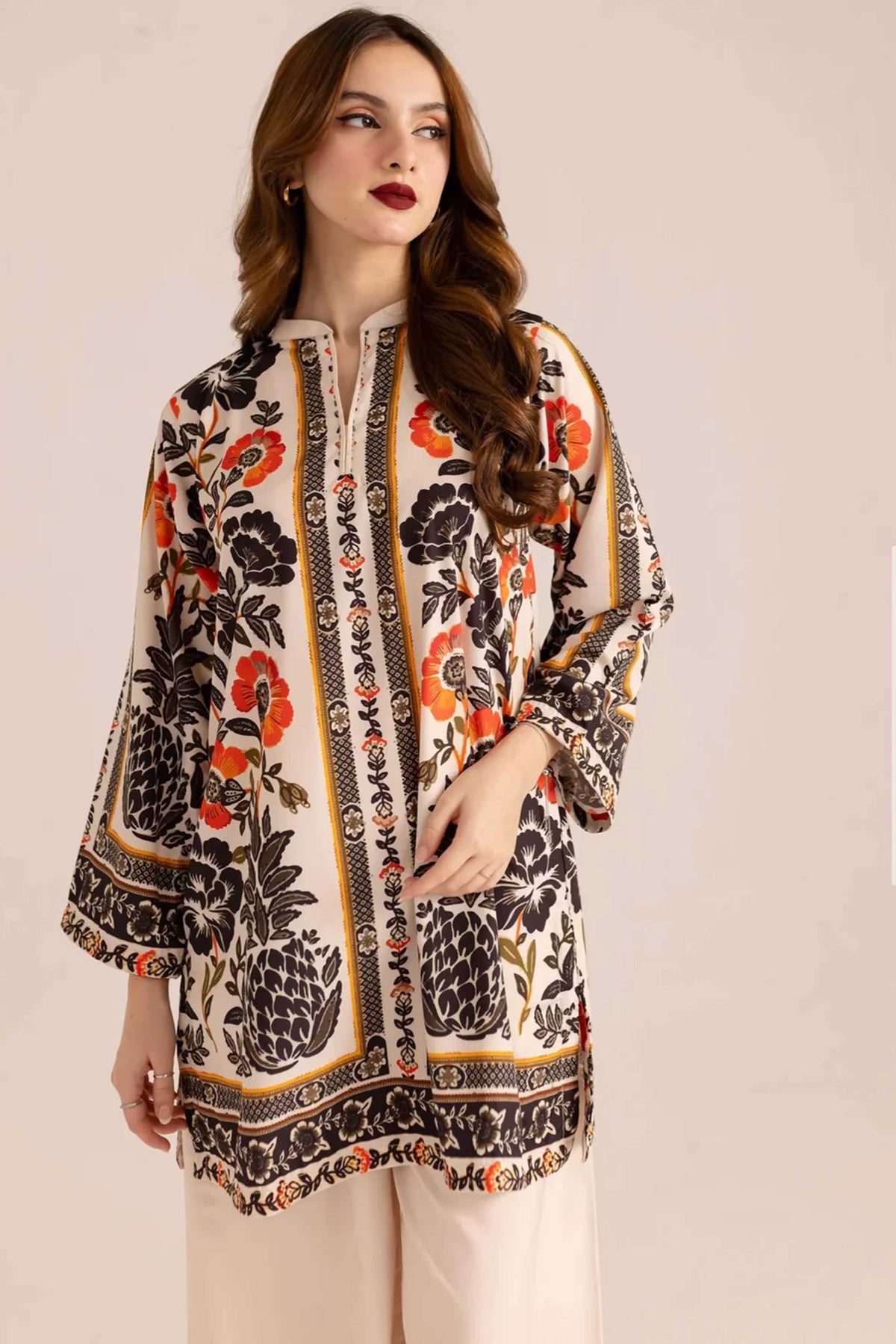 Noura Trendy Beige & Black Butter Co-Ord Set - 902