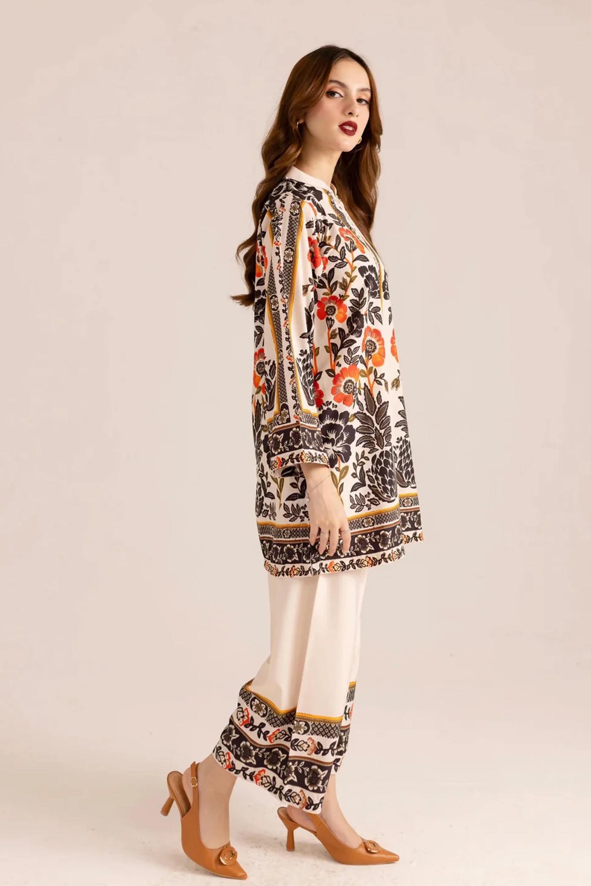 Noura Trendy Beige & Black Butter Co-Ord Set - 902