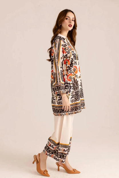 Noura Trendy Beige & Black Butter Co-Ord Set - 902