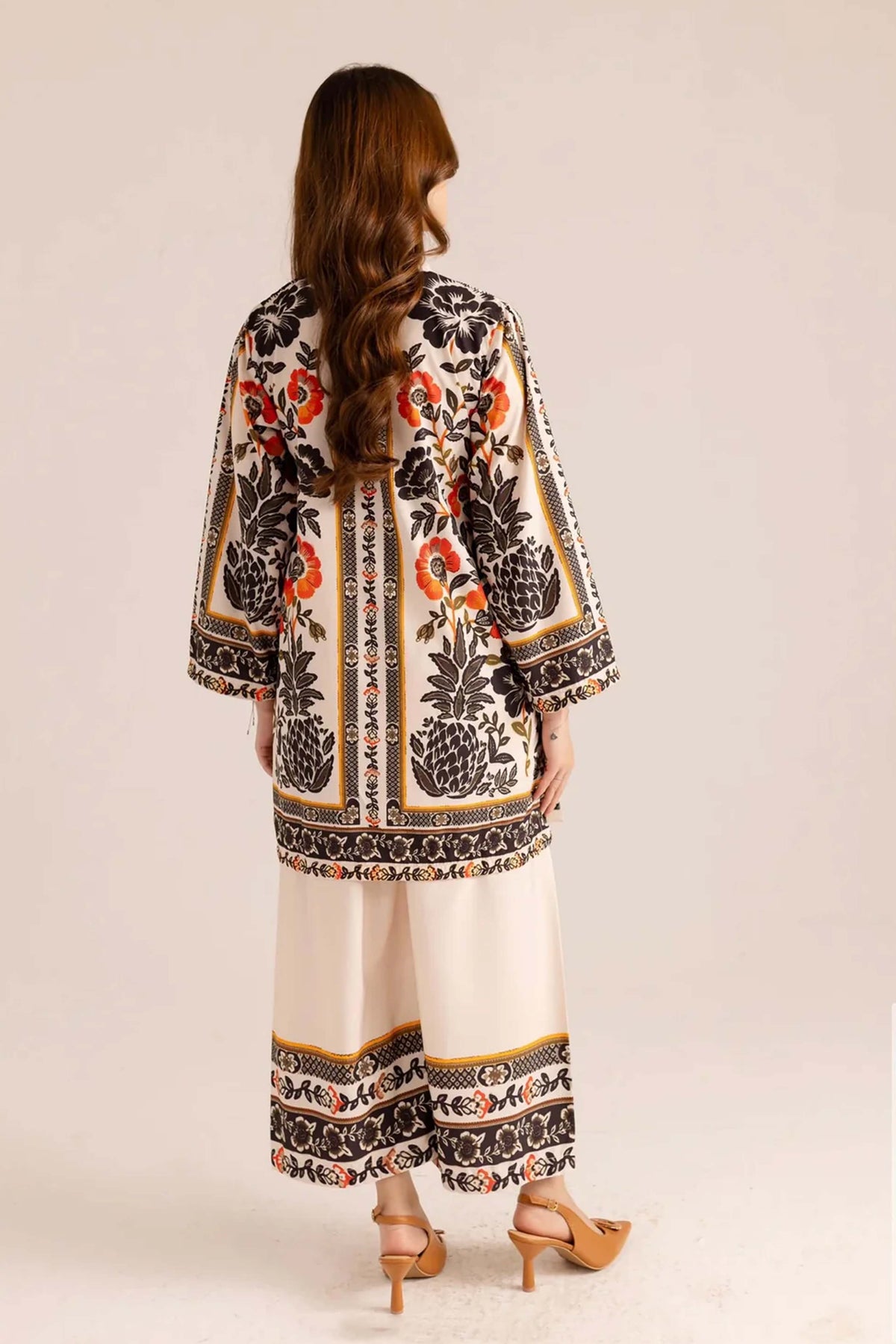 Noura Trendy Beige & Black Butter Co-Ord Set - 902