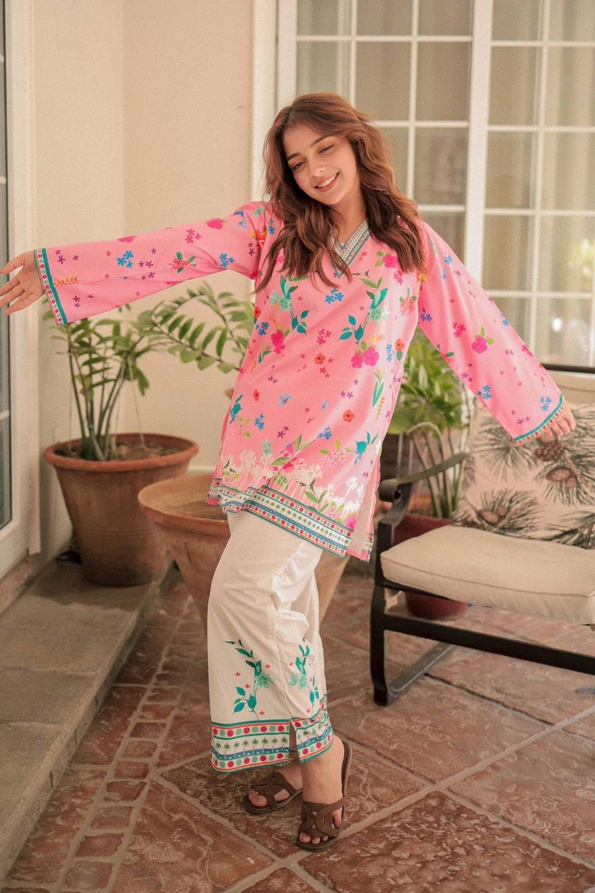Pink Digital Printed 2 pcs Co-Ord Noura 903