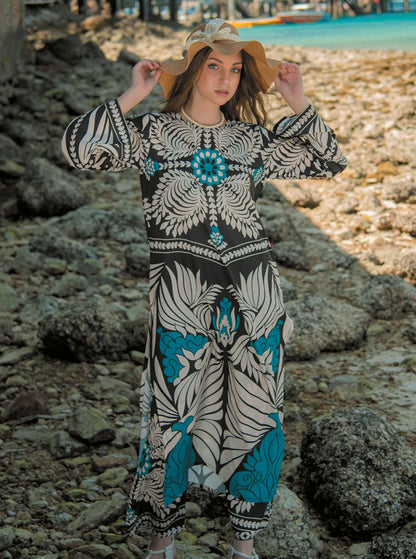 Noura Unique Co-Ord Set Floral Print Flowy Maxi Dress 915
