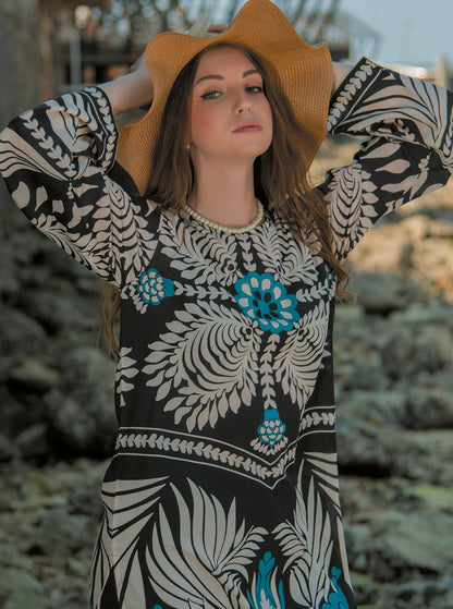 Noura Unique Co-Ord Set Floral Print Flowy Maxi Dress 915
