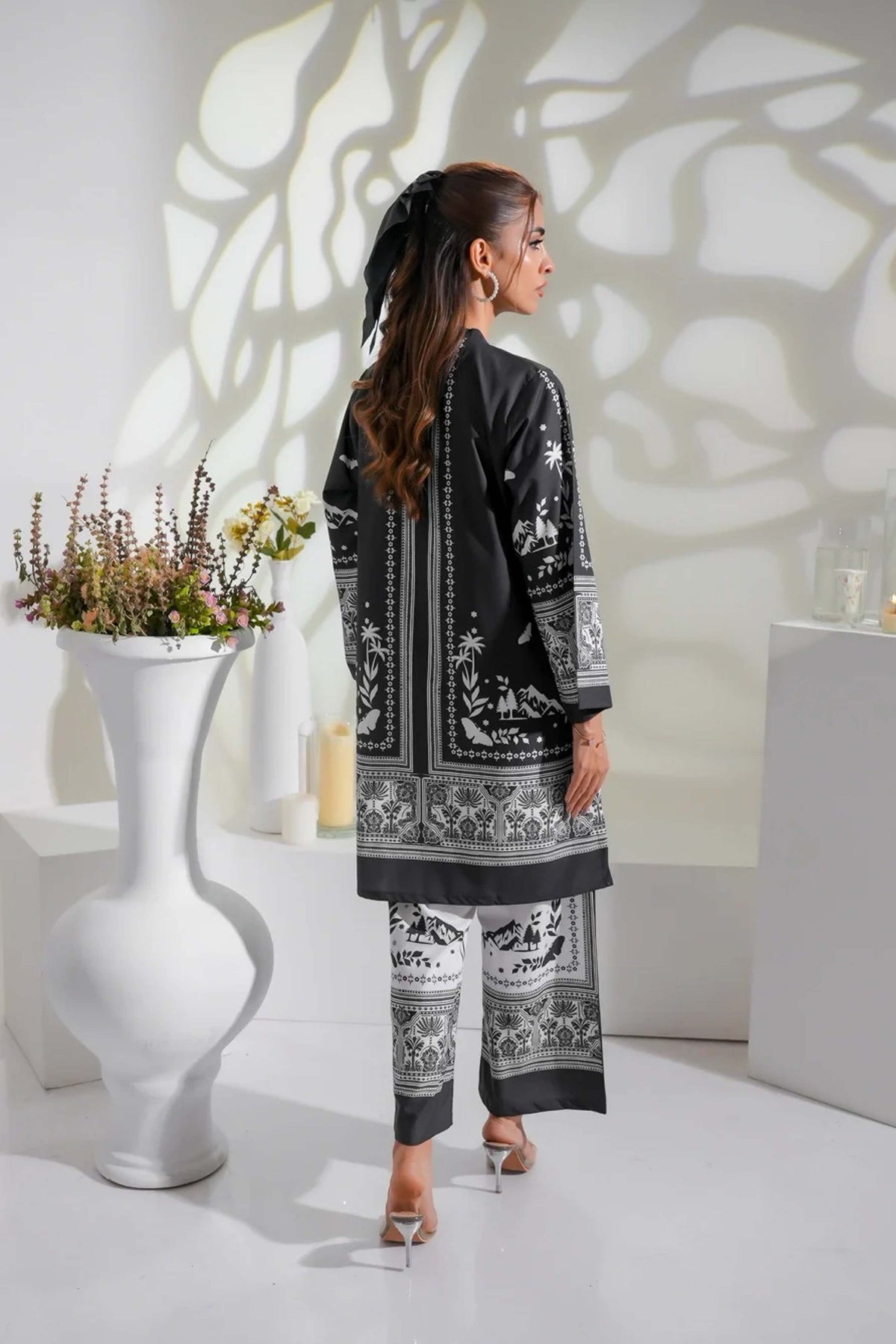 Monochrome Digital Printed 2PC Co-Ord Set Noura 919