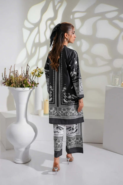 Monochrome Digital Printed 2PC Co-Ord Set Noura 919