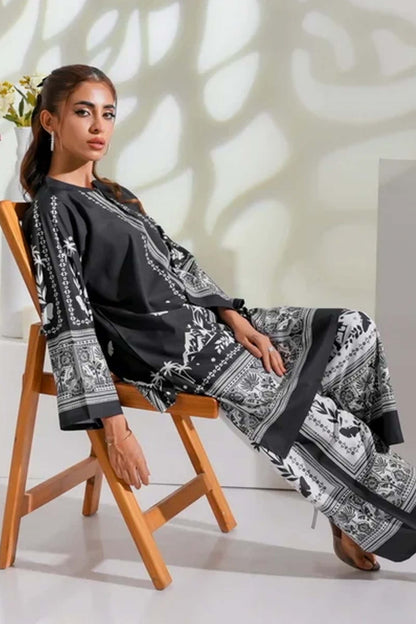 Monochrome Digital Printed 2PC Co-Ord Set Noura 919
