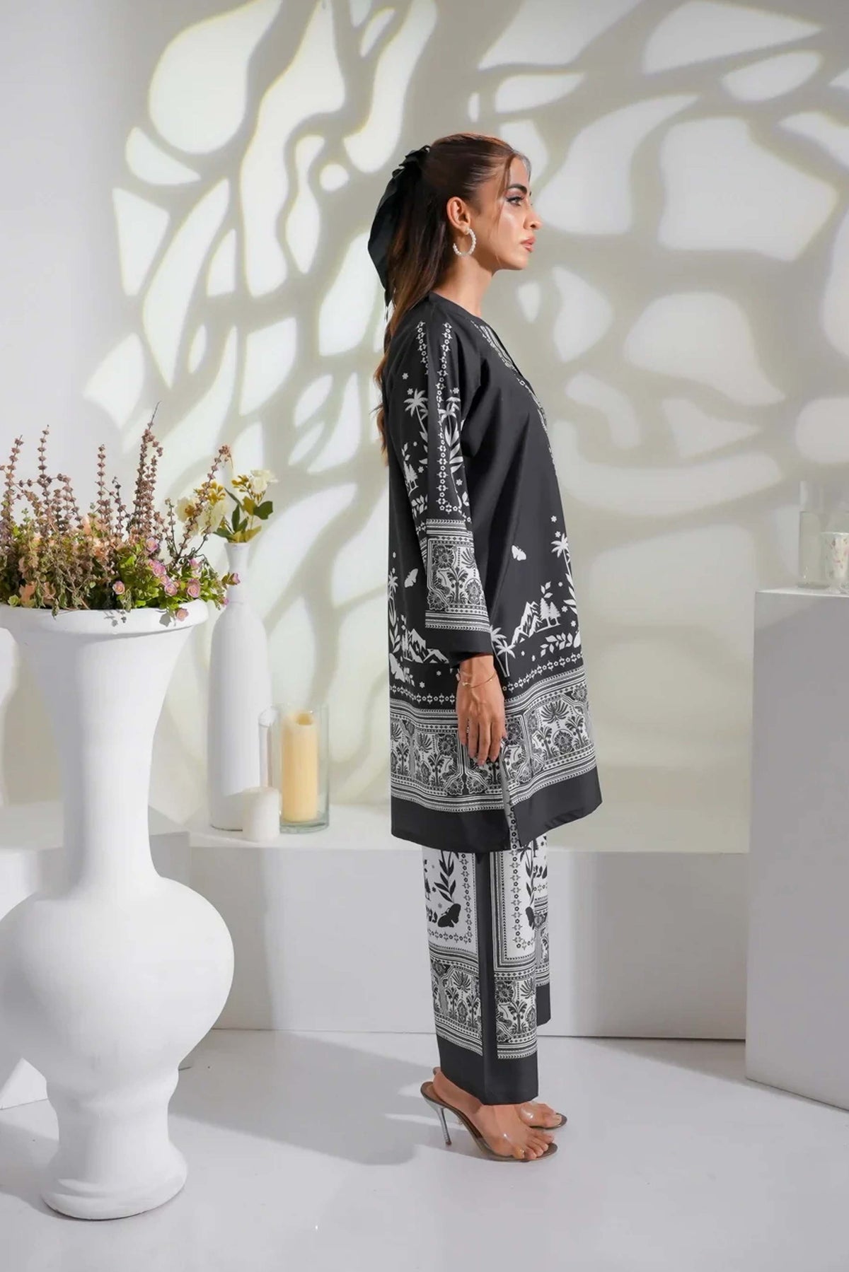 Monochrome Digital Printed 2PC Co-Ord Set Noura 919