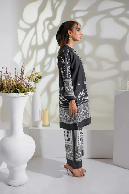 Monochrome Digital Printed 2PC Co-Ord Set Noura 919