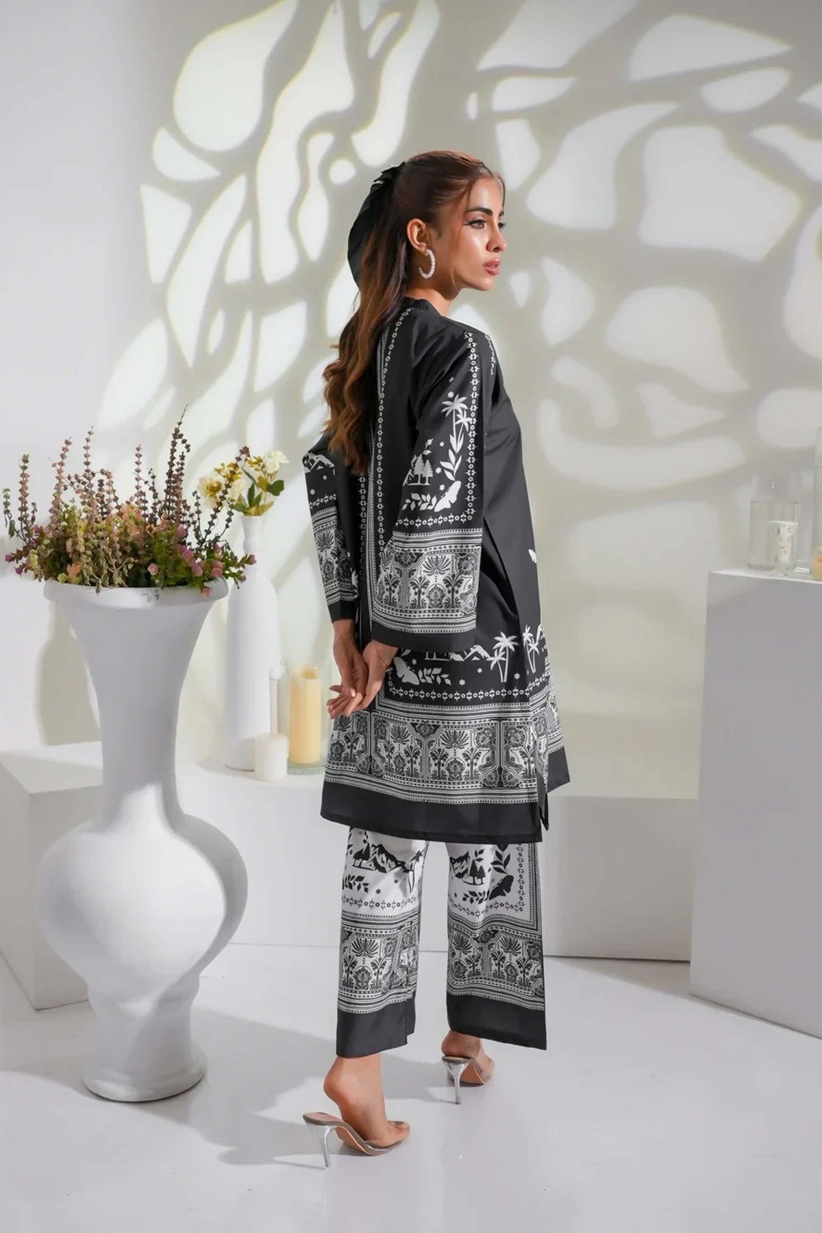 Monochrome Digital Printed 2PC Co-Ord Set Noura 919
