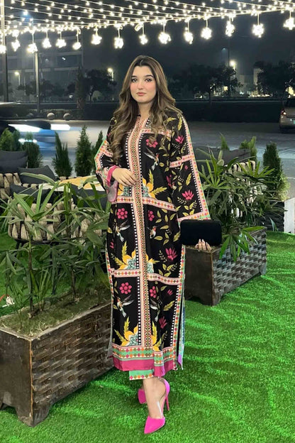 Best Selling Digital Printed Dress In Black Color 2Pcs - 826