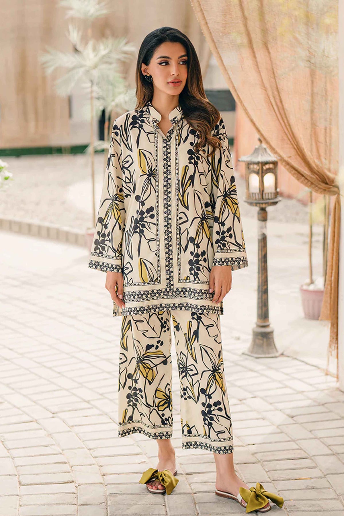 Noura Branded Charmeuse Silk Digital 2Pcs Dress 928