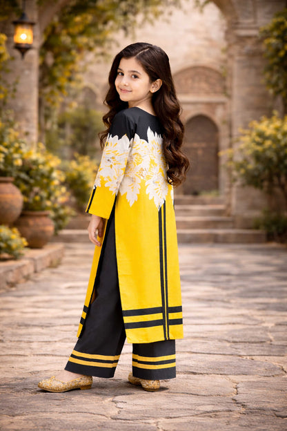 Noura This bright yellow will make your little girl look super 937