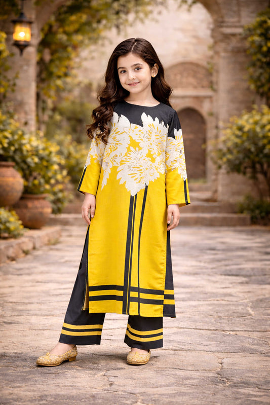Noura This bright yellow will make your little girl look super 937