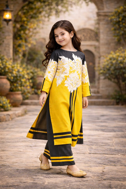 Noura This bright yellow will make your little girl look super 937