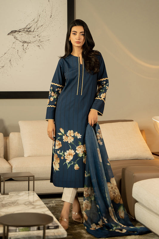 Noura Printed Moss Crepe Suit Set for Women 963