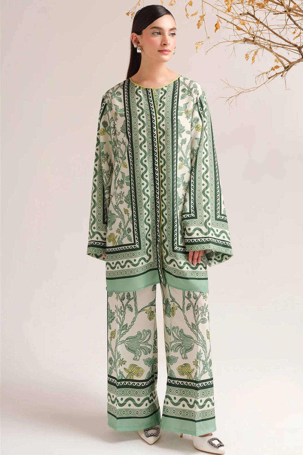 Noura Winter Print Ensemble for Women in Khaddar 943