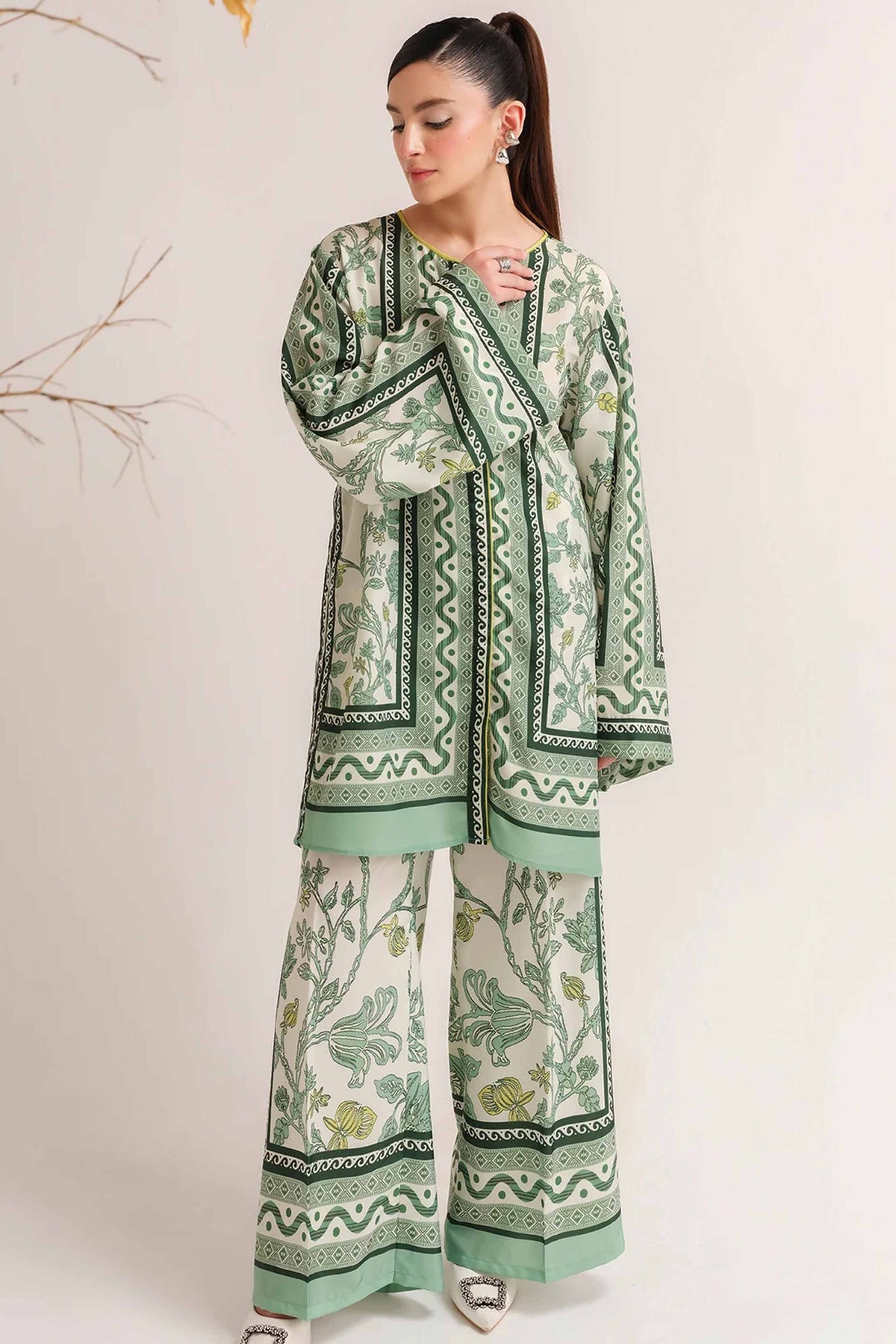 Noura Winter Print Ensemble for Women in Khaddar 943