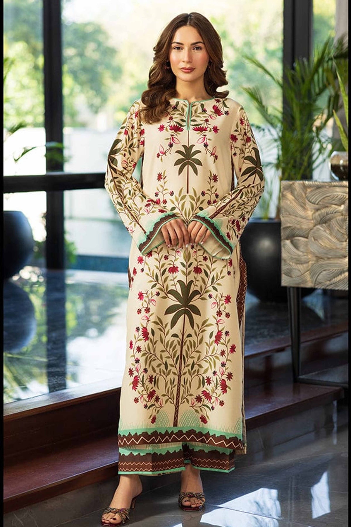Noura Winter Printed Khaddar 2PC Set for Women 951