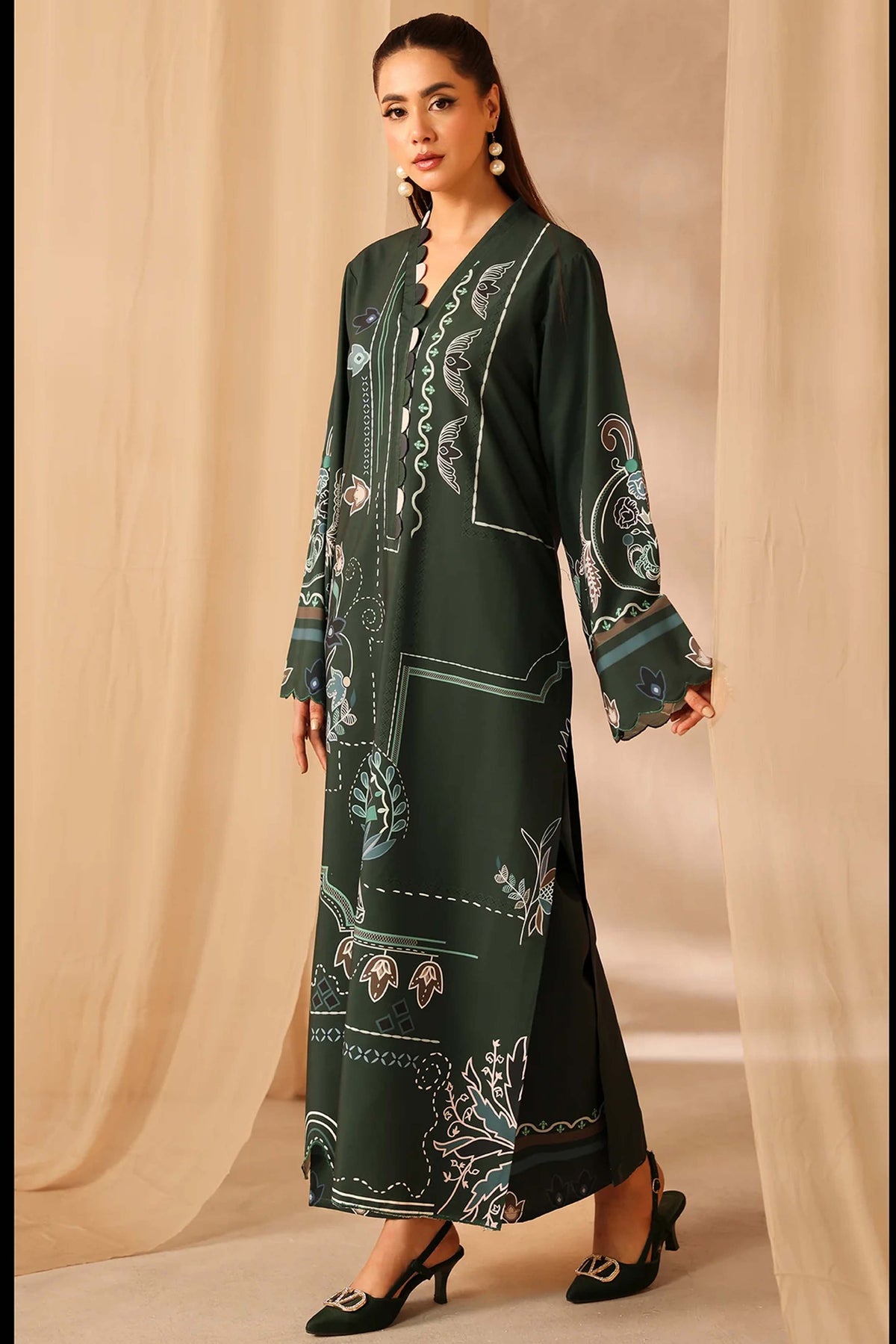 Noura Women’s Printed Crepe Co-Ord Suit 957