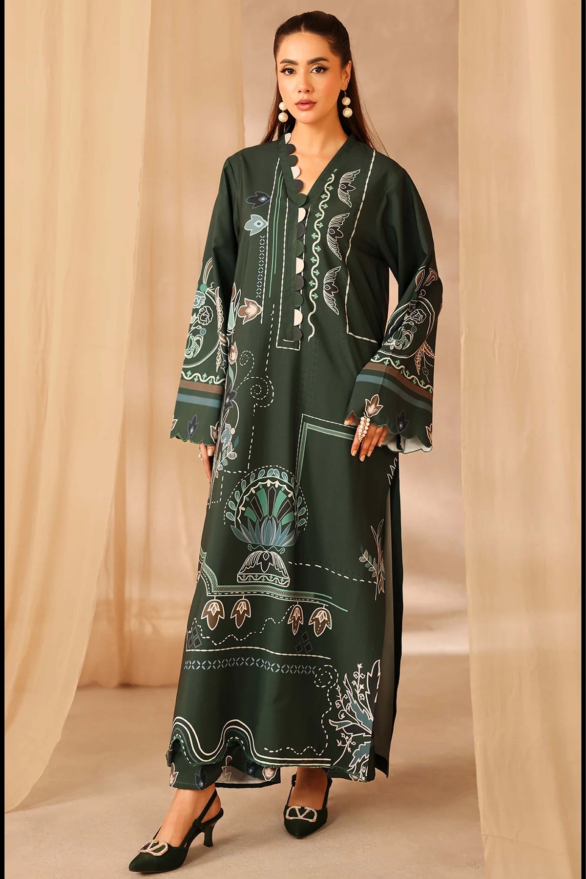 Noura Women’s Printed Crepe Co-Ord Suit 957