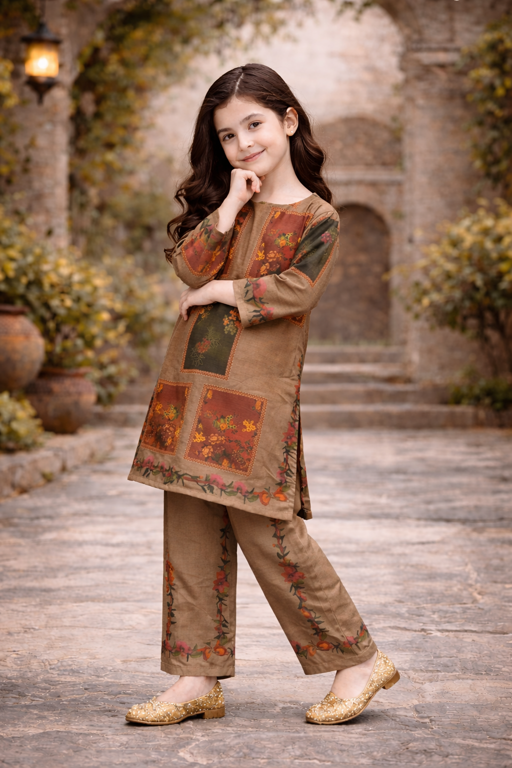 Noura PRINTED CAMBRIC SUIT Co-Ord kids 965