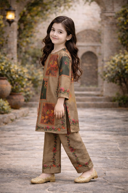 Noura PRINTED CAMBRIC SUIT Co-Ord kids 965