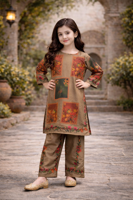 Noura PRINTED CAMBRIC SUIT Co-Ord kids 965
