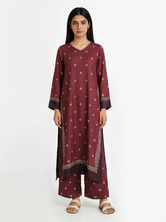 Maroon Printed Lawn 2PC Suit for Women Noura 972