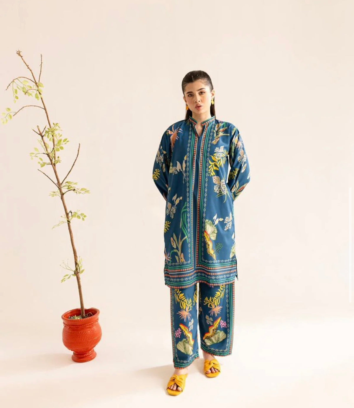 Noura Blue Printed Co-Ord Set for Women 907