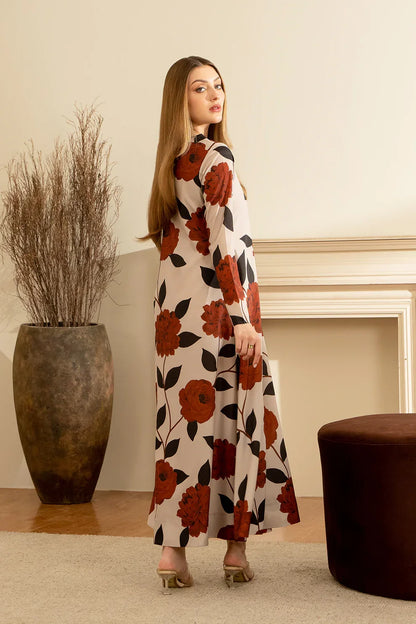 Noura Rust & Black Printed Maxi Dress for Women 912