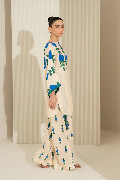 Noura Poly Cotton Blue Co-Ord Sets 911